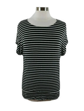 Chicos Womens Scoop Neck Black White Striped Blouse Size 1